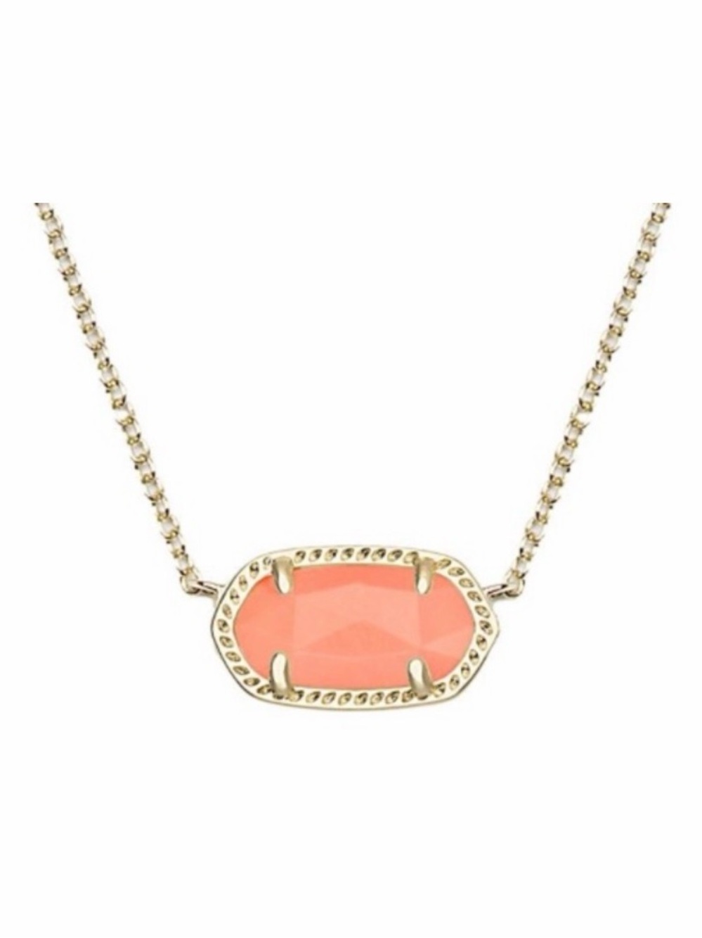 Kendra Scott Gold Chain Necklace with Coral Pink Pendant - Picture 2 of 4